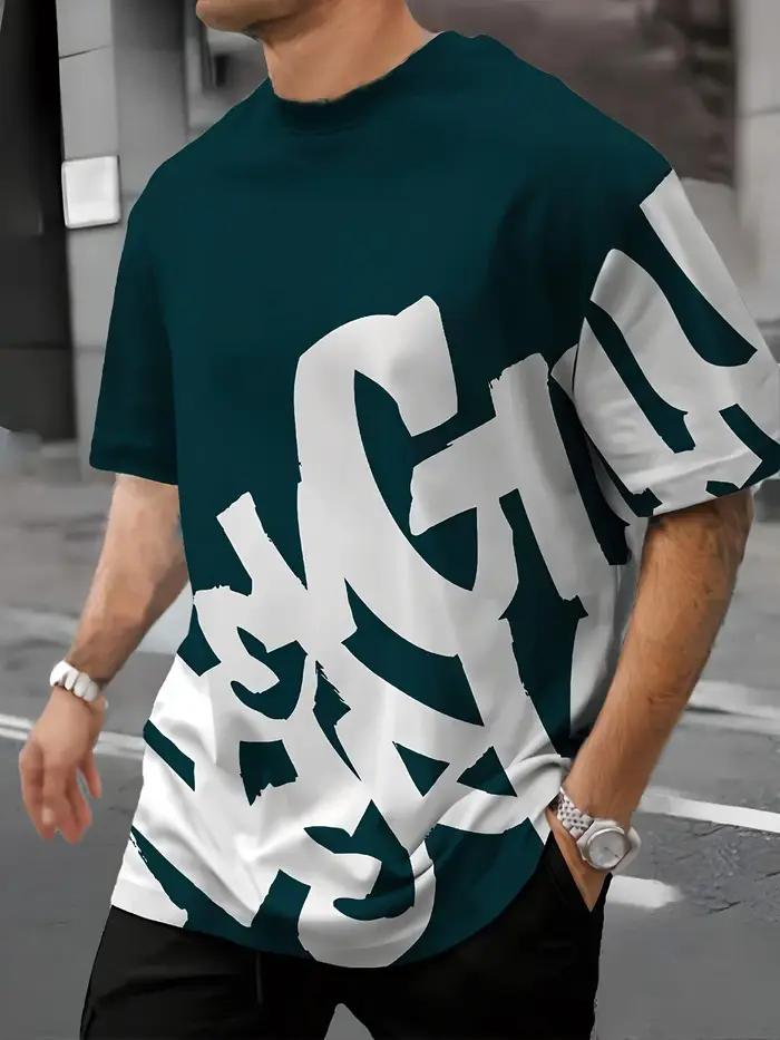 T-shirt col rond confortable et respirant avec lettres personnalisées imprimées