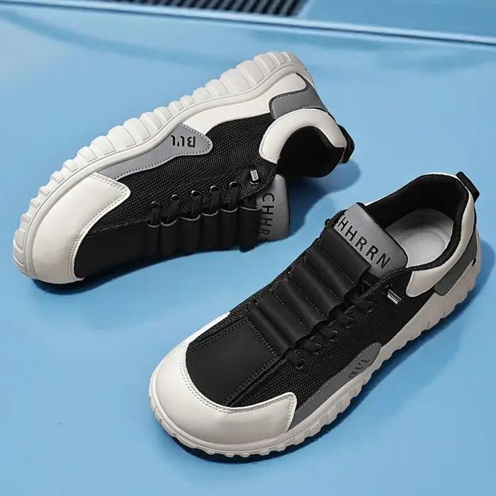 Chaussures pieds nus ELUVA à bout large pour hommes, baskets minimalistes en cuir synthétique, légères, ajustables, à enfiler, pour la marche