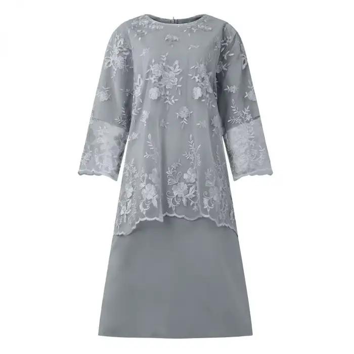 Nouvelle Robe de Soirée Grande Taille pour Femme, Ensemble Deux Pièces avec Broderie en Dentelle de