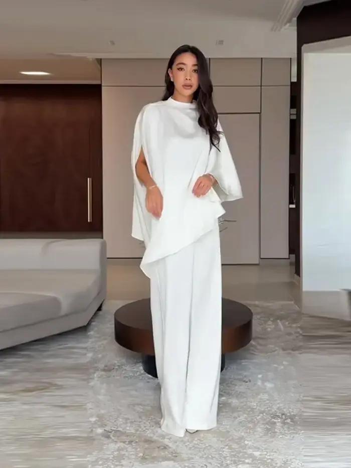 Ensemble chic pour femme : haut à ourlet irrégulier