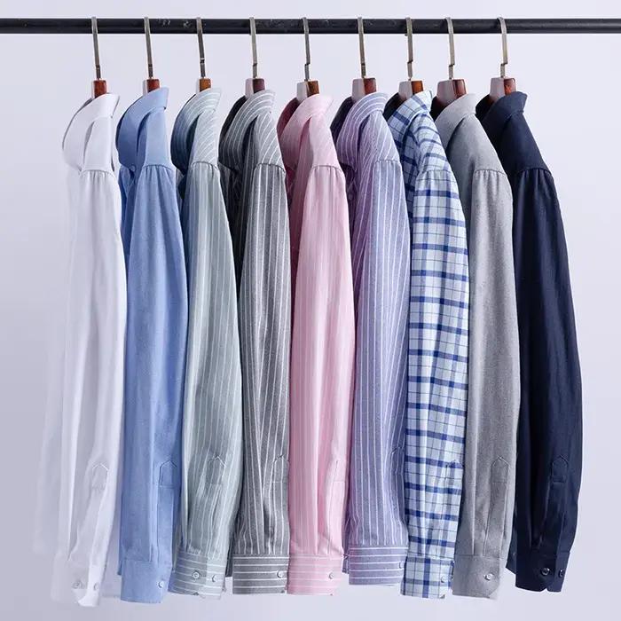 Chemises Oxford 100 % coton pour hommes, manches longues, à carreaux, douces, coupe classique, chemi