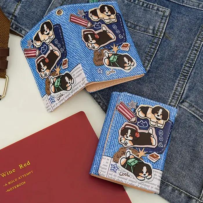 Portefeuille en cuir PU pour chat et chien, porte-cartes avec motif animal de compagnie mignon, fentes multi-cartes, sac à cartes avec boutons, porte-monnaie, cadeaux pour hommes occasions spéciales