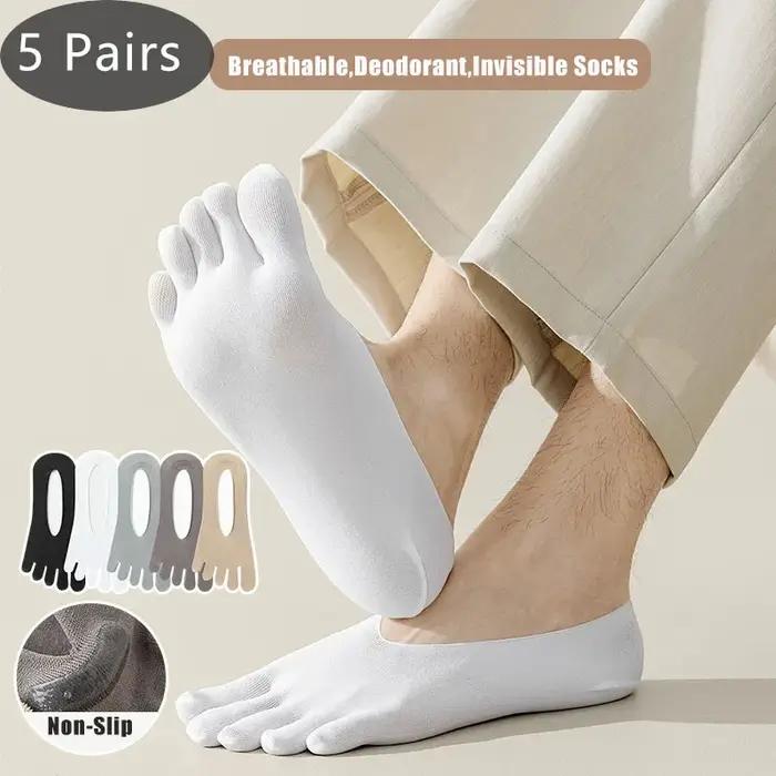 Lot 5 paires chaussettes cinq doigts invisibles chasse - Soie respirante antidérapante été confort