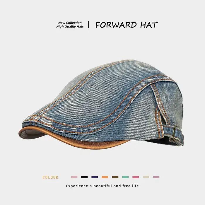 Béret en Denim délavé Vintage, casquette de journal unisexe, Style littéraire britannique, casquette