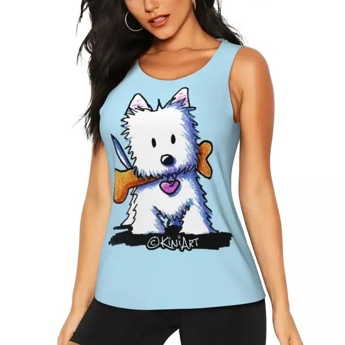 Chemise de yoga de dessin animé drôle de chien personnalisé pour les femmes