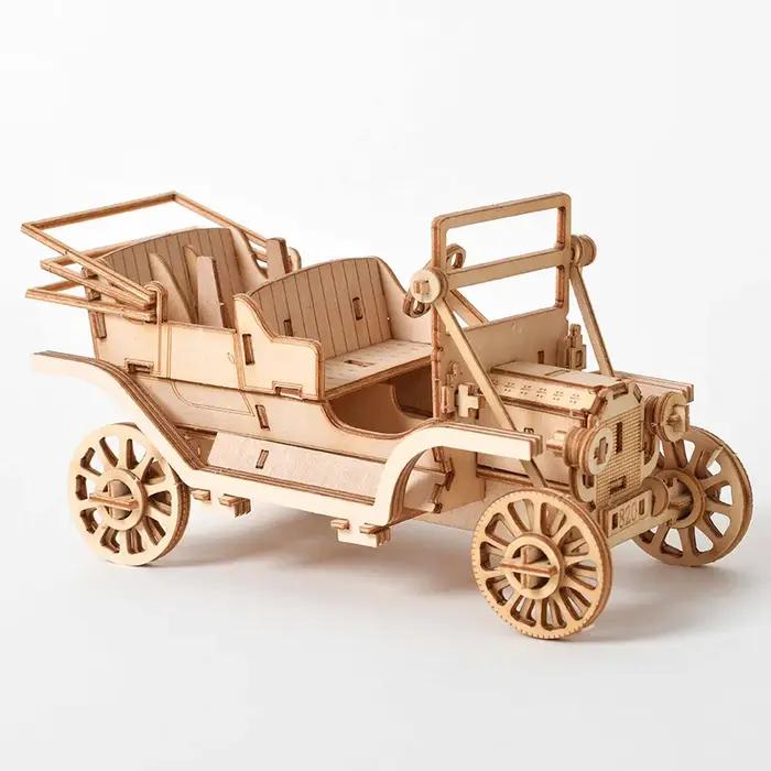 Bricolage 3d puzzle en bois pour assemblage Puzzle découpe Laser bateau à voile biplan Locomotive à