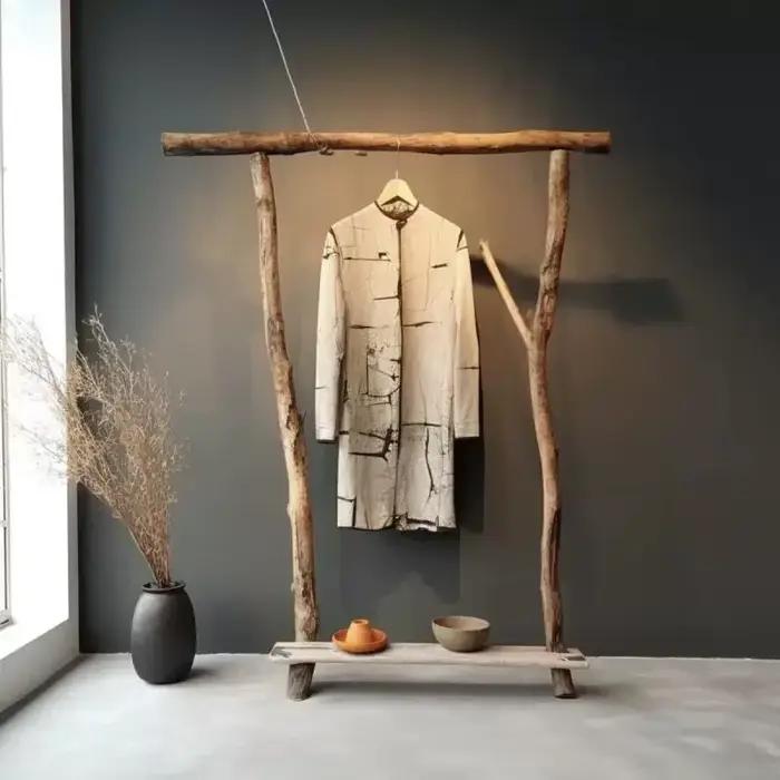 Porte-vêtements mural en bois