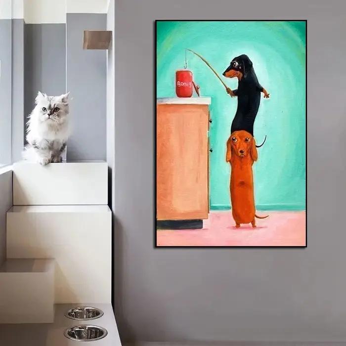 Affiche et impression de chien teckel de dessin animé drôle