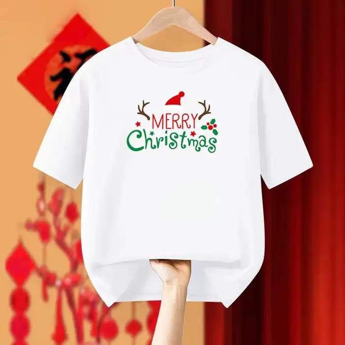 T-shirt Wapiti en coton mélangé décontracté avec dessin animé pour femmes, printemps été, col rond, ample, court manches, occassions informelles