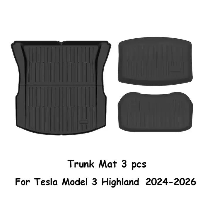 Tapis de sol TPE durables et imperméables pour Tesla New Model 3 Highland 2026-2024, tapis de coffre