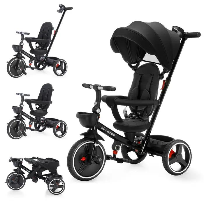 Tricycle pliable pour enfants avec poignée Parent réglable