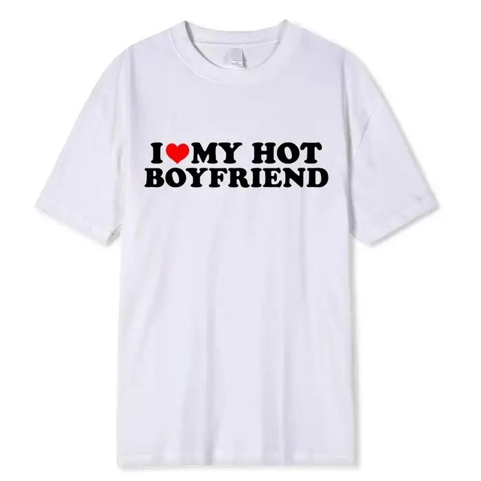 J'aime ma petite amie chaude petit ami t-shirt en coton de haute qualité Manga bande dessinée été ho