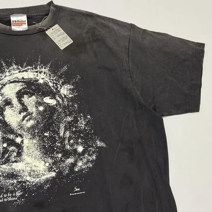 SAINT T-shirt vintage délavé Lumineux Sainte Mère pour hommes et femmes, tissu épais