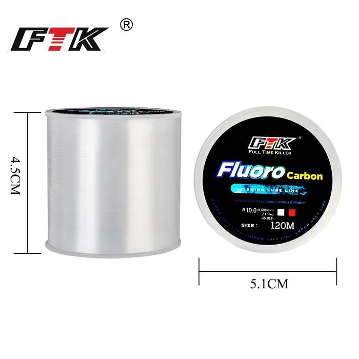Ligne de pêche à revêtement fluorocarbone, 120m, 0.20mm-0.60mm, en fibre de carbone, fil de leurre,