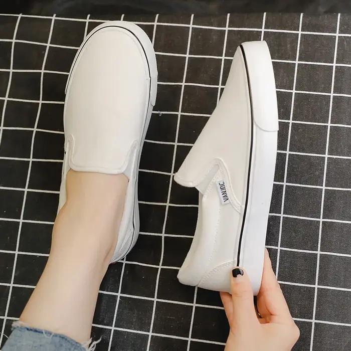 Adulte printemps automne toile chaussures un pied sans lacet chaussures Version coréenne étudiant bl