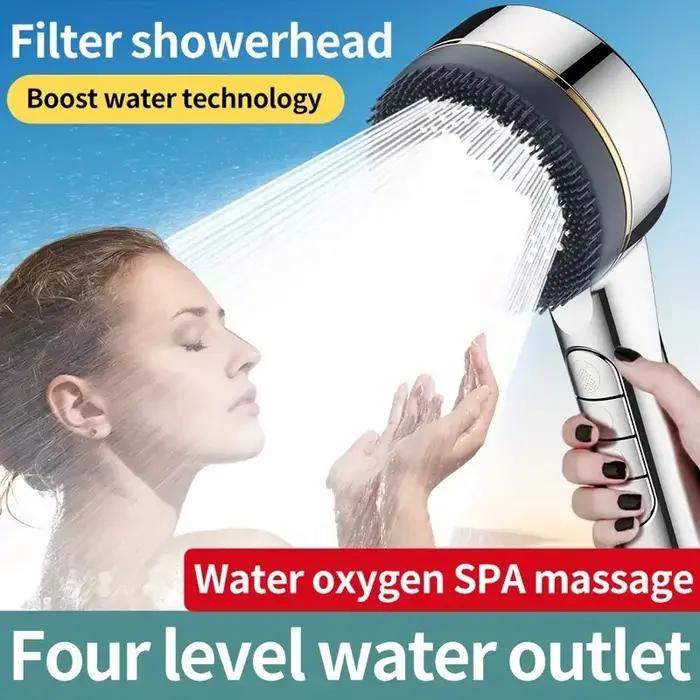 Pomme de douche booster 4 vitesses avec support - pomme de douche main salle de bain économie eau pression