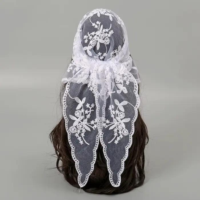 Mode Ins dentelle cheveux écharpe femmes rétro Triangle bandes