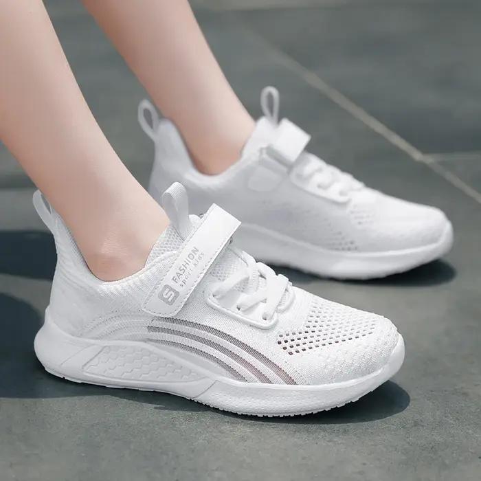 Chaussures de Course en Maille Blanche pour Fille