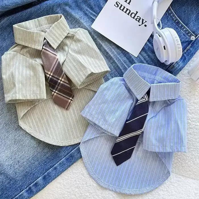 Chemise en coton fine pour petits chiens et chats, haut à carreaux décontracté style boyfriend pour