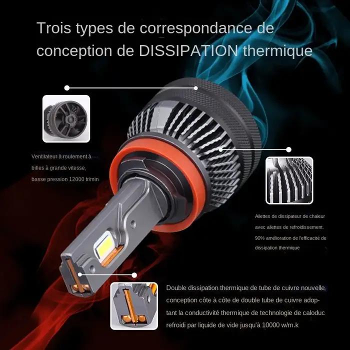 DAWNKNIGHT K5C 4300K 110W H7 H4 lampe à LED Double Tube de cuivre 3000K lumières Led pour voiture H1 H11 HB3 9005 HB4