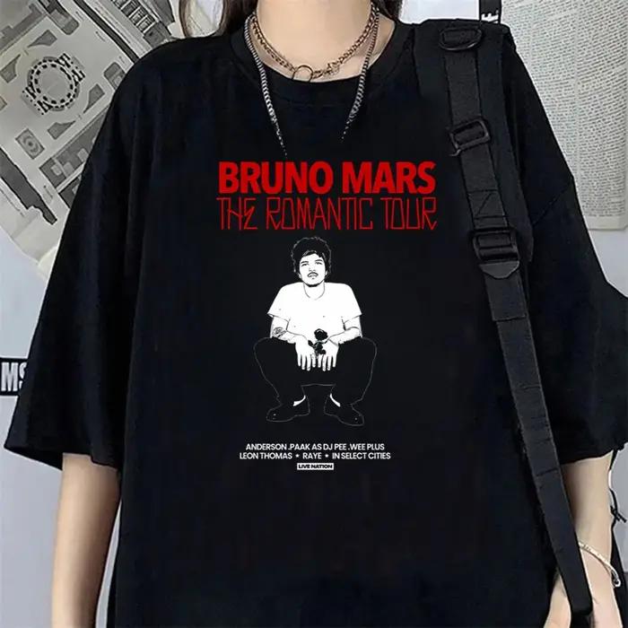 T-shirt graphique Bruno Mars The Romantic Tour décontracté en modal pour femmes et hommes occasions spéciales partis et événements