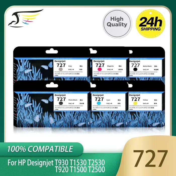 Cartouche compatible BFHH 130ML 727XL 727 pour imprimante HP DesignJet T1530 T920 T1500 T2500 T930 T2530 avec encre et puce, 6 couleurs