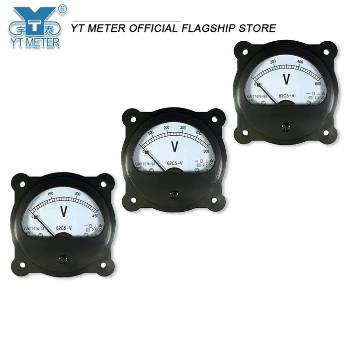 Voltmètre circulaire 62C5 DC, instrument 5V 10V 15V 20V 30V 50V 100V 150V 250V 300V 450V 500V 600V,