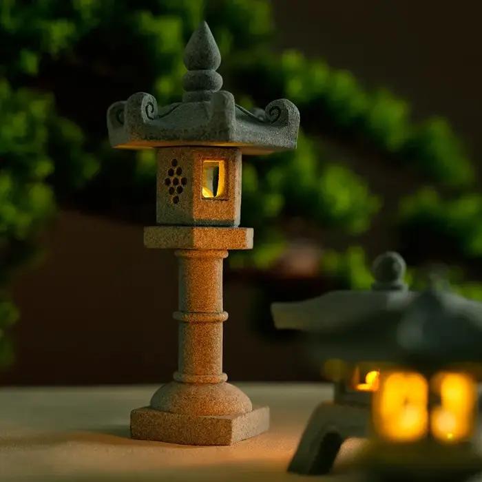 Mini pagode lanterne lumière jardin Statue Micro paysage Aquarium Zen cour Aquarium bonsaï Zen jardi