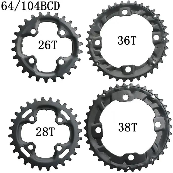 64BCD 104BCD vtt plateau de vélo Double roue à chaîne 22T 24T 26T 28T 36T 38T pignons VTT pédalier p