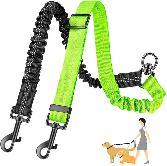 Laisse double pour chiens GOYN en nylon élastique avec boucle réglable pour promenades et entraînements toutes saisons