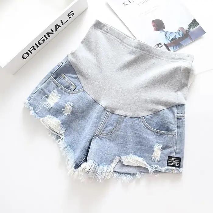 Jeans de maternité pour femmes enceintes, Shorts de grossesse en Denim, taille basse, grande taille, pantalons amples, vêtements d'extérieur