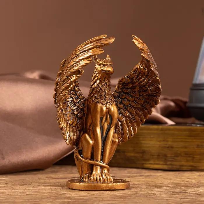 Petite statue en résine or motif griffon décoration de bureau cadeau occasion spéciale noël halloween sphinx légendaires