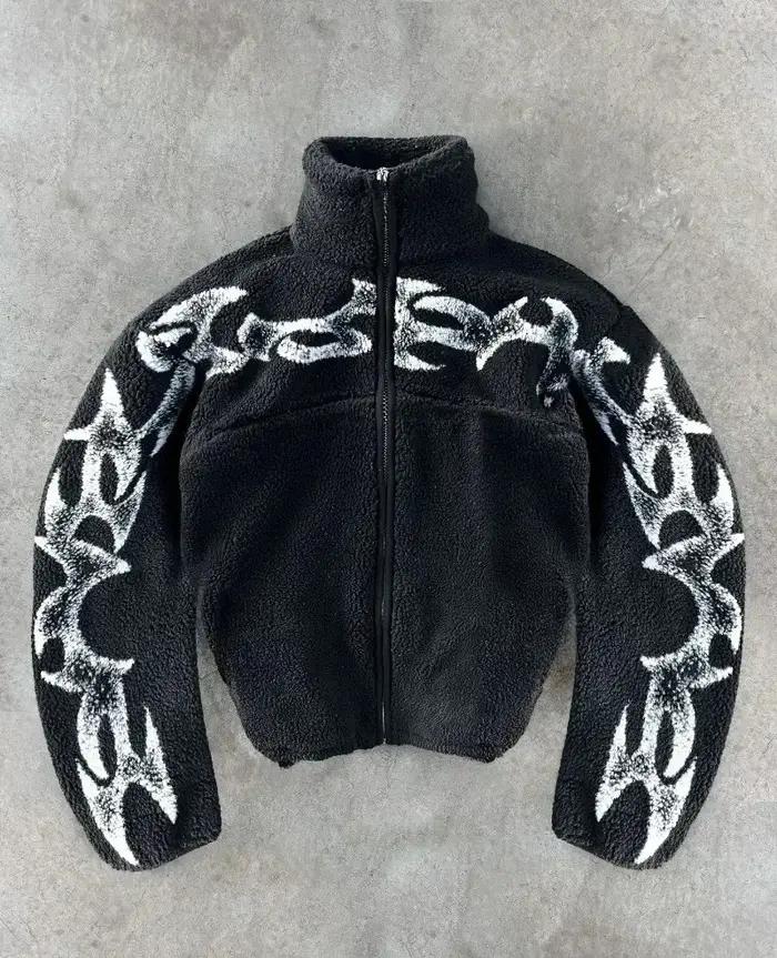 Veste à col droit avec fermeture éclair pour homme et femme