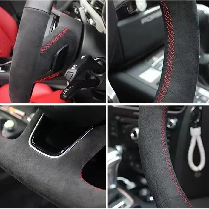 Housse de volant de voiture personnalisée en daim antidérapant, accessoires de voiture tressés origi