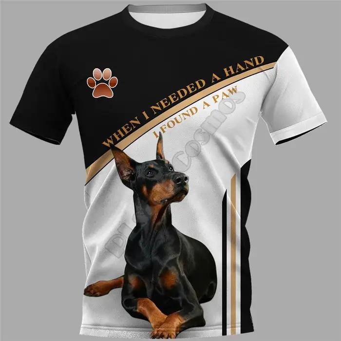 AngiSchnauzer-T-shirt manches courtes pour homme et femme, estival et décontracté, avec impression 3