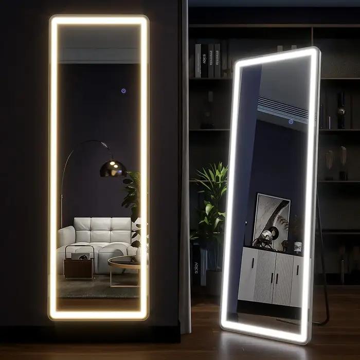 Miroir pleine longueur 63 "x 20" avec lumières, miroir LED pleine longueur, miroir de sol éclairé av