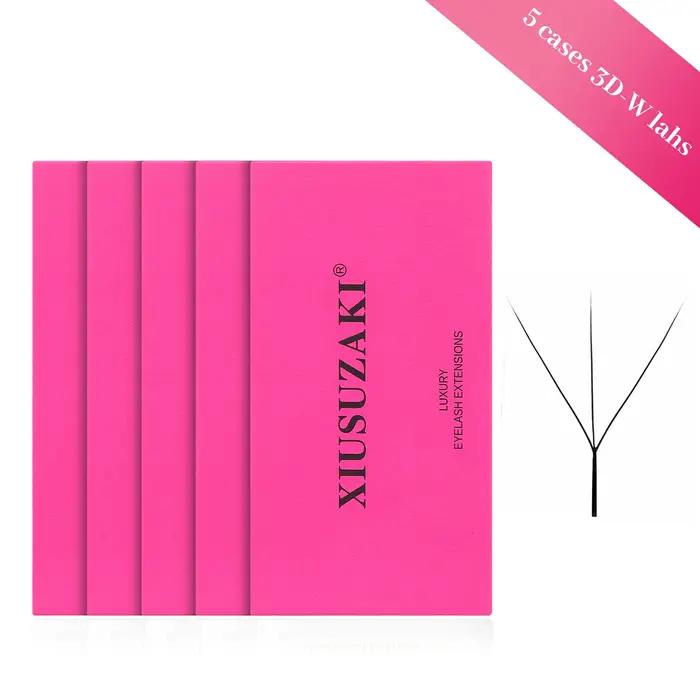 XIUSUZAKI 5 plateaux/lot Extensions de cils en forme de 3DW noir mat préfabriqué Volume ventilateurs