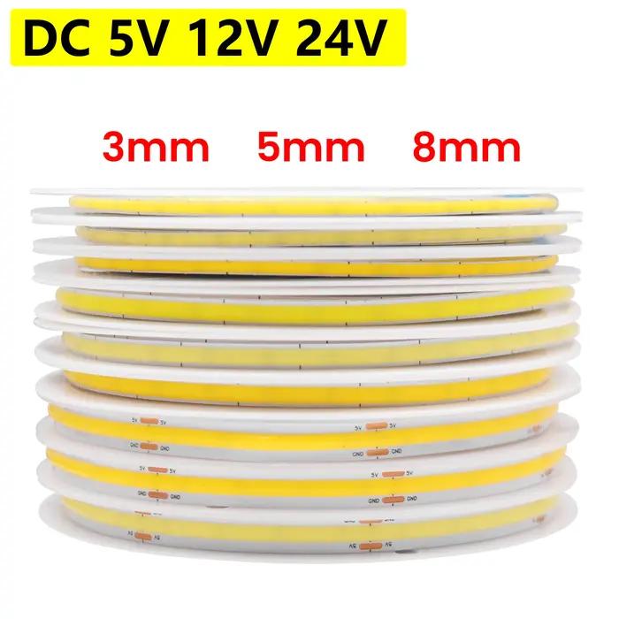 DC 5V 12V 24V COB LED bande 320 384 480 528 LED s/m haute densité Flexible COB LED bande barre lumin