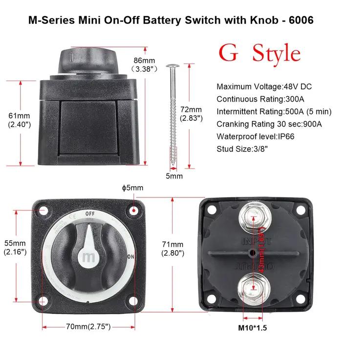Sélecteur Isolateur Batterie Circuit Unique Rotatif Voiture Camping-Car Bateau Marine Occasions Spéciales