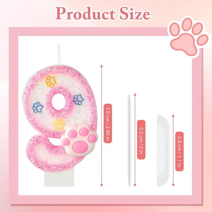 Décorations de gâteau et de cupcakes en forme de patte pour chien et chat, bougie de 3ème anniversaire, pour fête sur le thème des animaux, décorations d'anniversaire, fournitures pour célébrations
