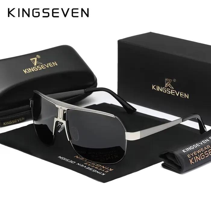 KINGSEVEN hommes femmes polarisées alliage carré surdimensionné cadre lunettes de soleil conduite lu