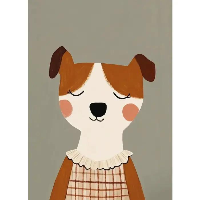 Affiche d'illustrations de chien de dessin animé coloré
