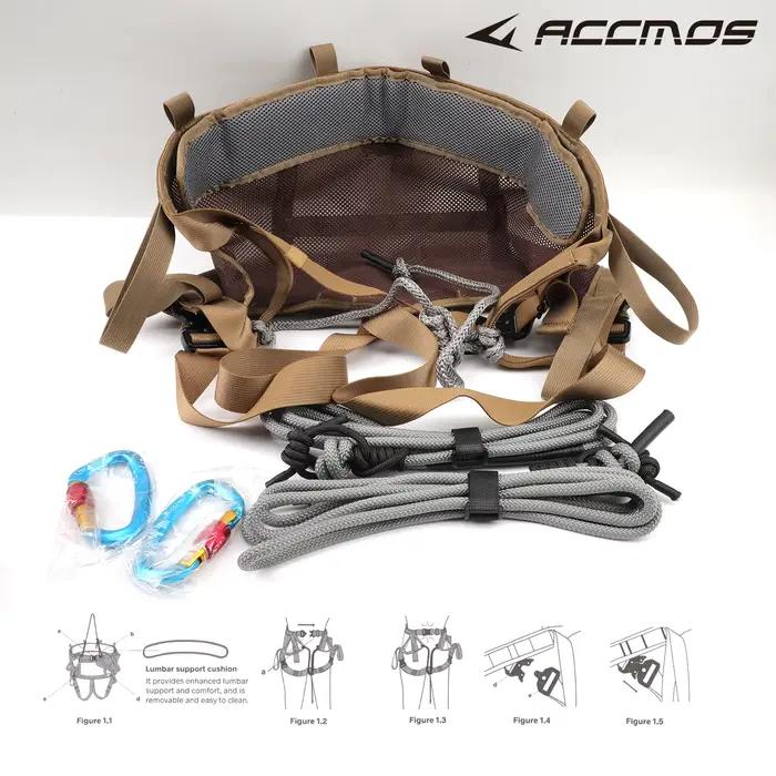 Kit de chasse pour selle d'arbre avec mousquetons et corde de grimpeur