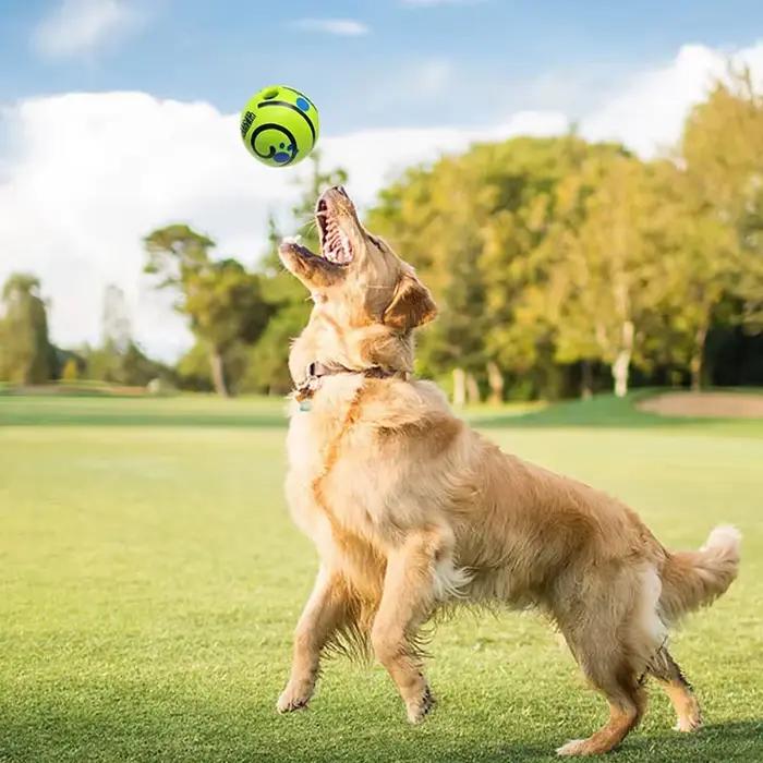Jouet interactif Wobble Wag Giggle Ball caoutchouc pour chiens sons amusants intelligence stimulation jeux intérieurs extérieurs occasions spéciales