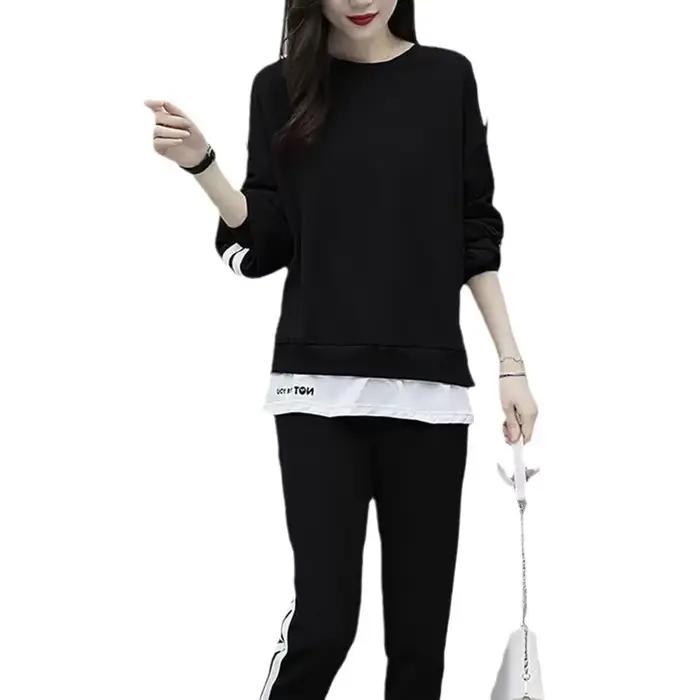 Ensemble de vêtements de sport pour femmes grandes tailles, sweat-shirt décontracté ample, ensemble deux pièces, mode printemps-automne élégante pour les femmes rondes M-Sisters
