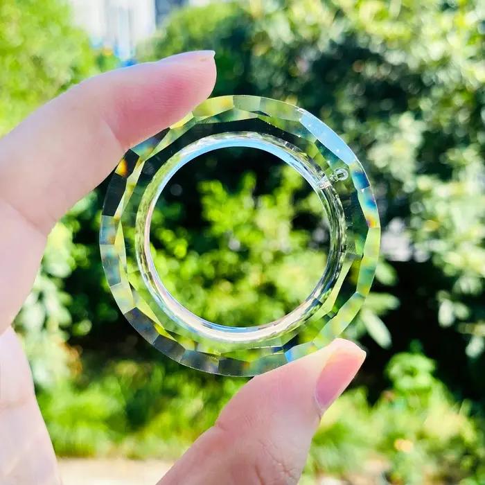 Muy Bien 50mm cercle capteur de soleil prismes en cristal bague en verre à facettes lustre cristaux