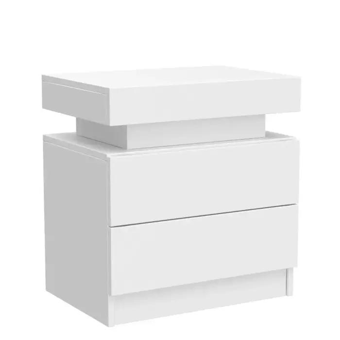 Ensemble de 2 tables de chevet LED avec 2 tiroirs, ensemble de 2 tables de chevet avec lumière LED,