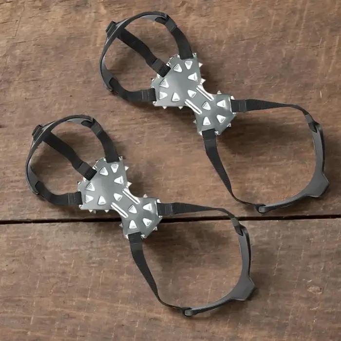 11 crampons à pointes pour bottes, chaussures de traction, pinces à glace, poignées à neige pour la neige, la randonnée, la pêche sur glace, l'alpinisme
