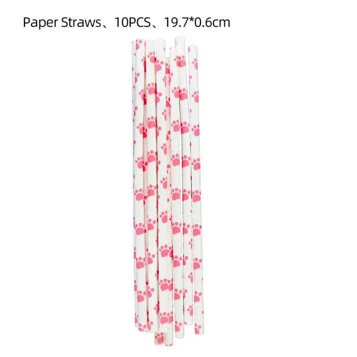 20/50/80 pailles en papier à motif de patte de chien