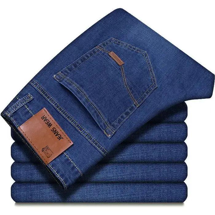 Wthinlee Nouveau Jean Homme Business Décontracté Coupe Droite Extensible Tendance Classique Bleu Noir Pantalon de Travai